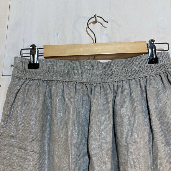 Rachel Zoe Shimmer Wide Leg Linen Flax Pants High Rise Womens Size S Gray Silver - Picture 6 of 7